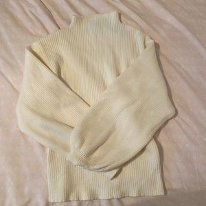 NWT Lulu’s Autumn Feeling Ivory Mock Neck Balloon Sleeve Sweater